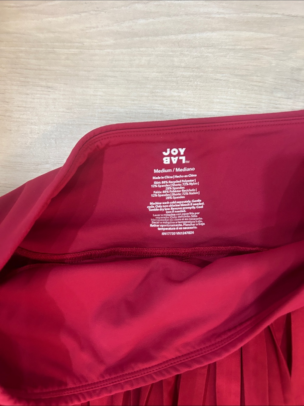 JoyLab Cherry Red Pleated Skater Skirt - Picture 2 of 3